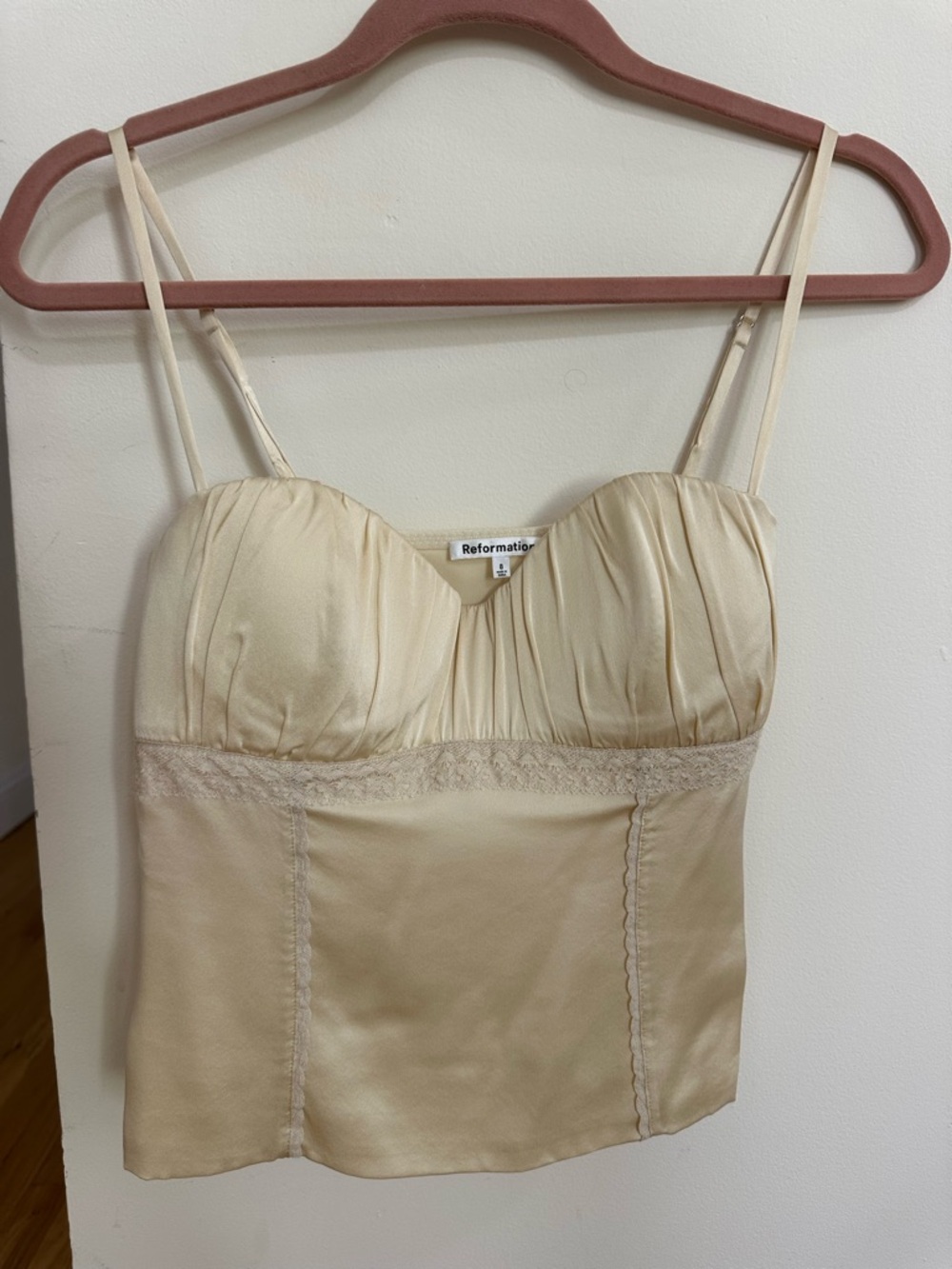 Reformation satin going out top